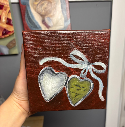 Mini 5x5 Heart Locket Original Oil Painting