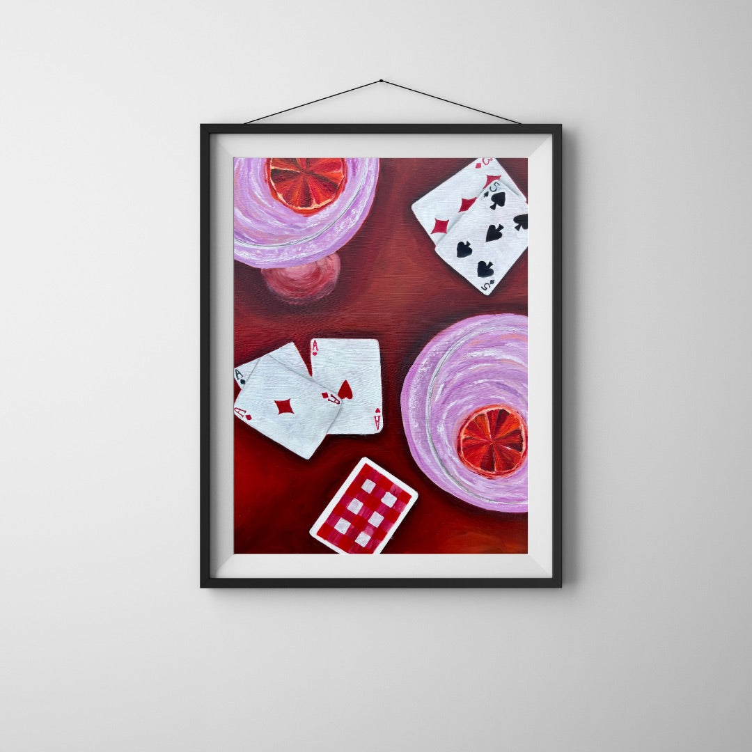Drinks and Cards Fine Art Print