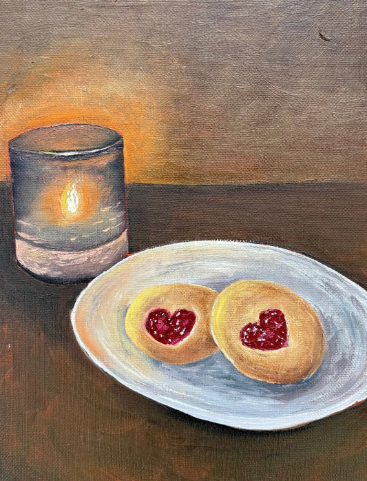 8x10 Candle Light and Cookies Original Oil Painting