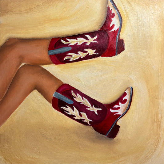 15x15 Cowgirl Original Oil Painting