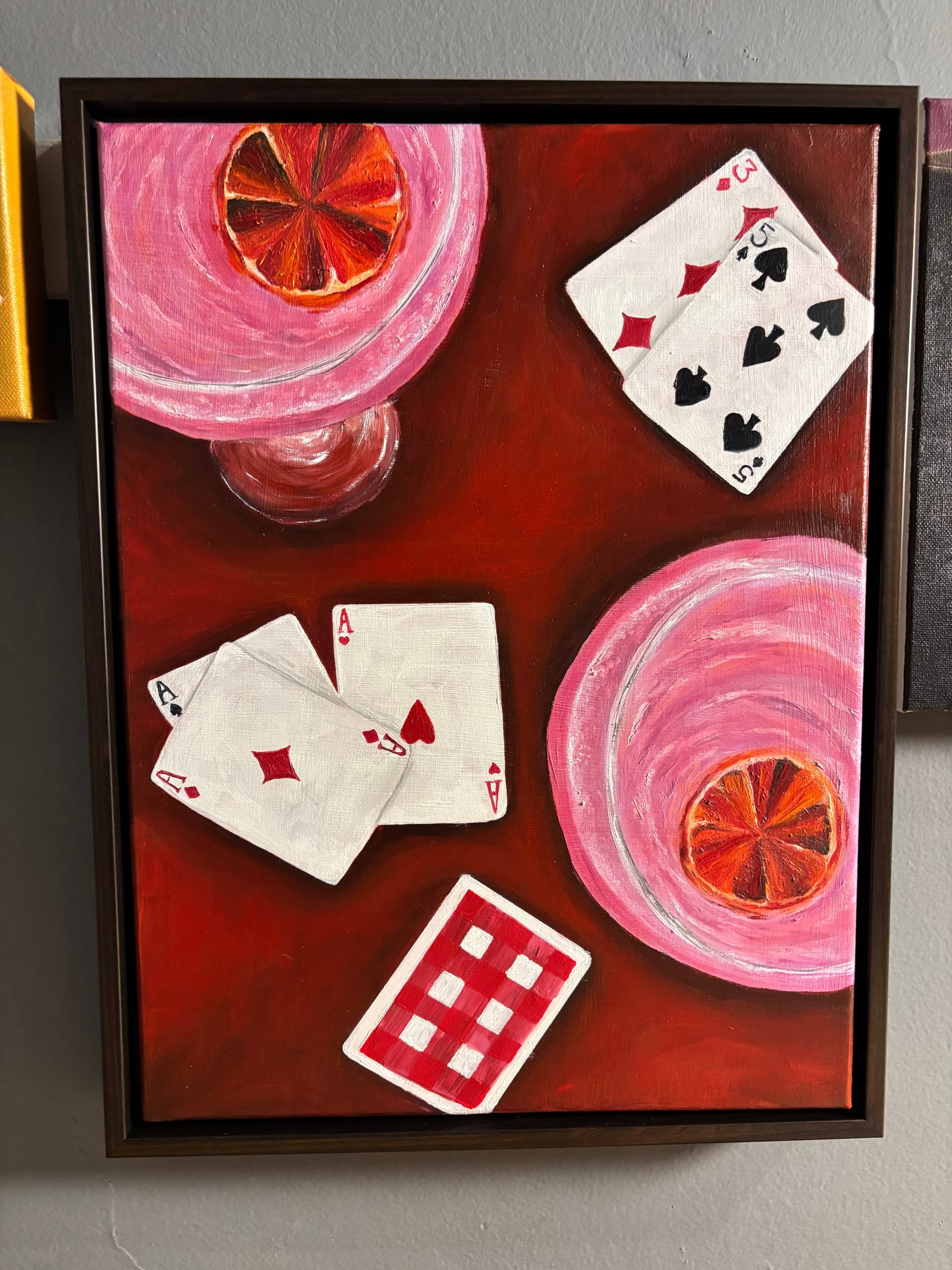 12x16 Drinks and Cards Original Oil Painting