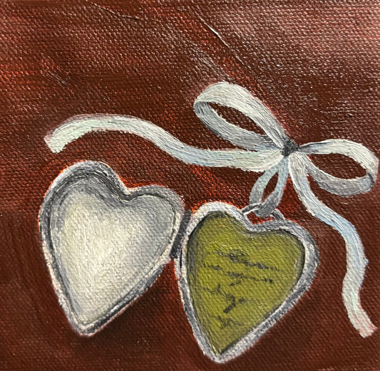 Mini 5x5 Heart Locket Original Oil Painting