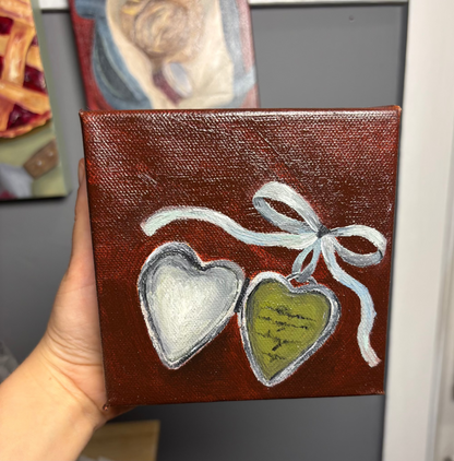 Mini 5x5 Heart Locket Original Oil Painting