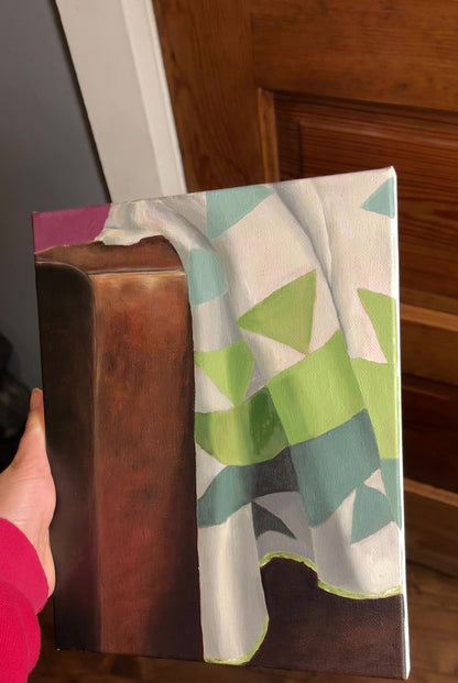 8x10 Draped Quilt Original Oil Painting