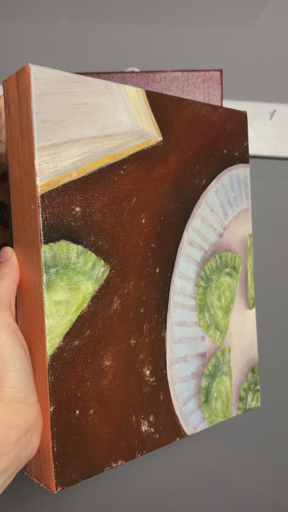 8x10 Green Ravioli Original Oil Painting