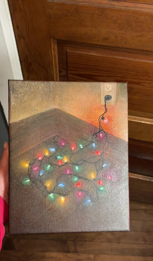 8x10 Holiday Lights Original Oil Painting